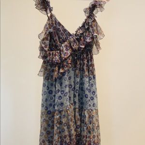 Max Studio floral ruffle silk dress